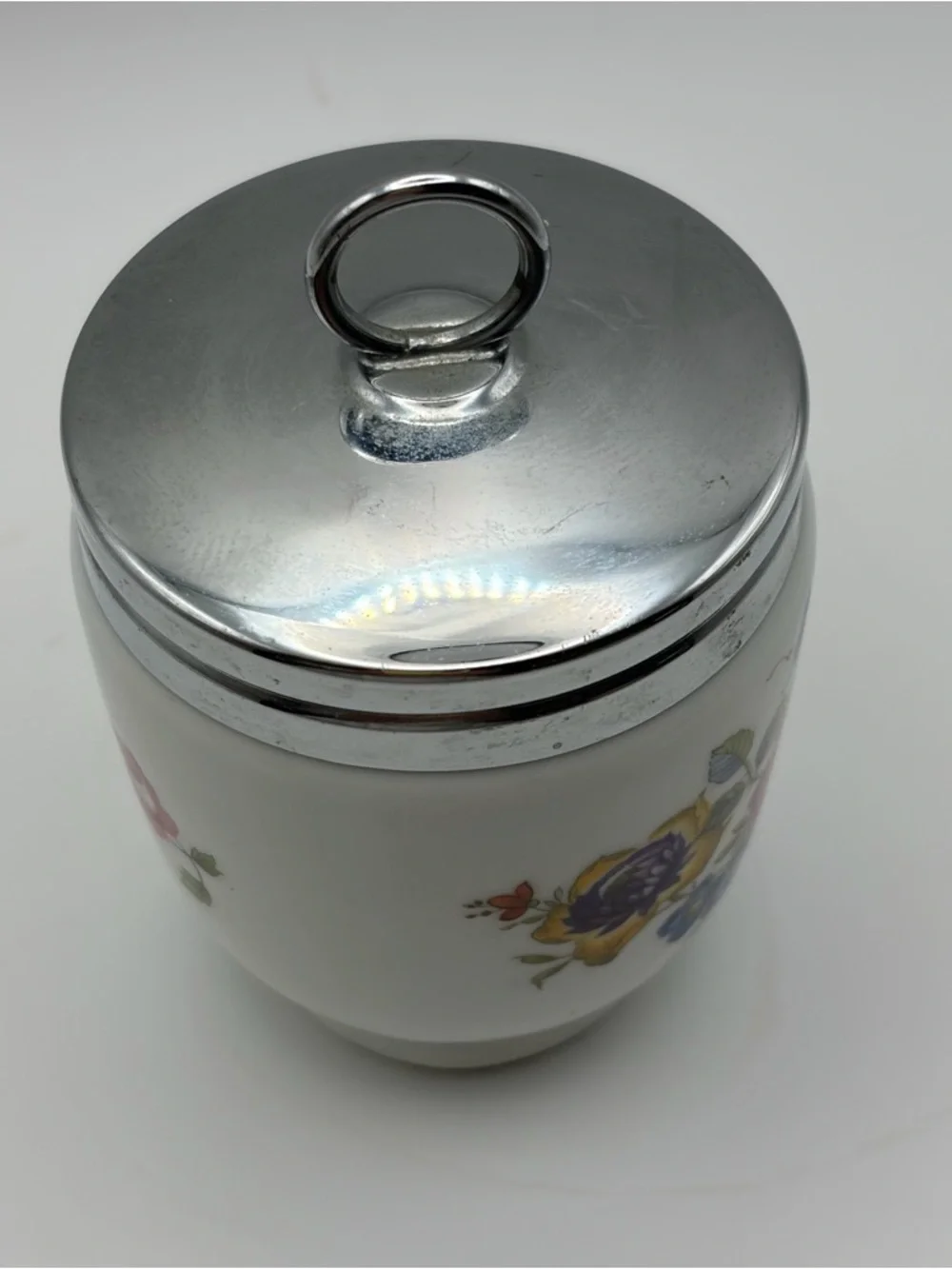 Royal Worcester Porcelain Egg Coddler 4” Bournemouth Rose Cottagecore Floral